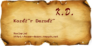 Kozár Dezső névjegykártya